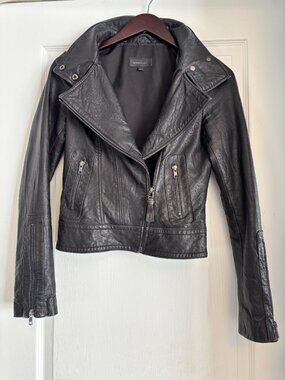 Mackage for Aritzia Black Lambskin Leather Biker Moto Kenya Jacket Size XS